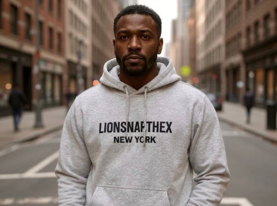 LIONSNARTHEX NEW YORK Embroidered Hoodie – Heather Grey