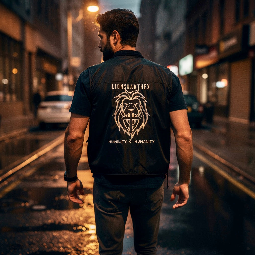 LionsNarthex Up-Purposed Four-Pocket Vest — Size M — Black — Originally Designed by American Stitch (One of One)